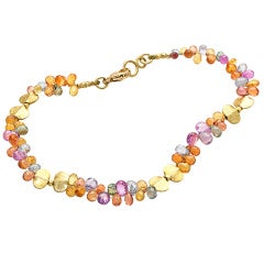 Multicolor Sapphire Gold Wing Bracelet