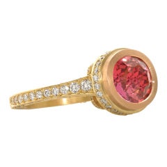 Phenomenal Pink Spinel and Diamond Ring