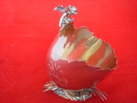 Figural Gorham Sterling Silver Candy Dish w/Angel on Egg & Grass