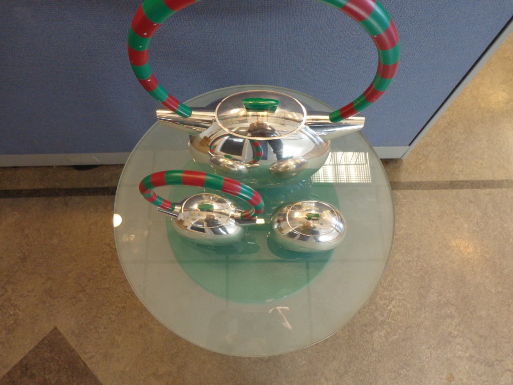 Charles Crowley Modernism Table, Coffee, Sugar, Creamer Set For Sale at