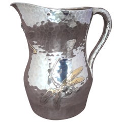 TIFFANY & CO. Sterling Silver Mixed Metals Pitcher with Dragonflies
