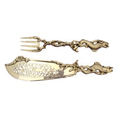 Sheffield Silver Plated Dolphin with faux Coral Fish Serving Set