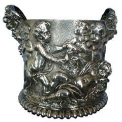 Sterling Silver Figural Wine Coaster with Cherubs & Grapes