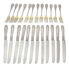 TIFFANY Audubon Sterling Silver 24 Piece Dessert Set