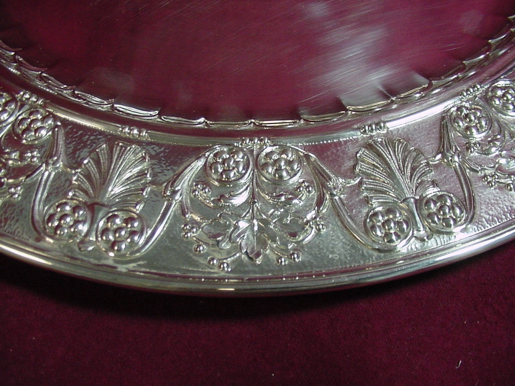 Women's or Men's Buccellati Round Sterling Silver Serving Tray 14 1/2