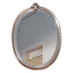 Buccellati Sterling Silver Mirror With Bevel Glass Fleur De Lis