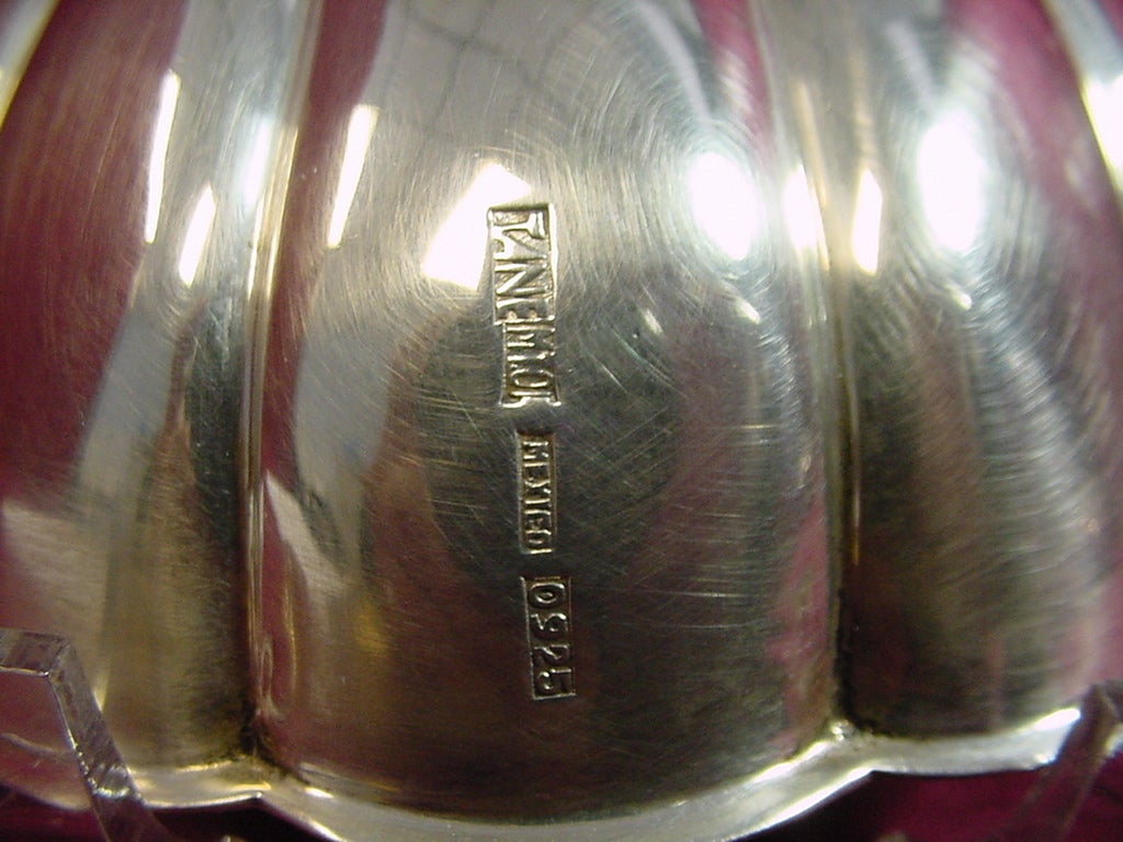 Tane Designer Sterling Silver Pair Of Shell Bowls Mexico For Sale 1