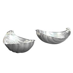 Tane Designer Sterling Silver Pair Of Shell Bowls Mexico