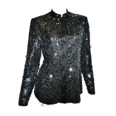 Chado Ralph RucciCouture Black Beaded  Jacket Collection 2004