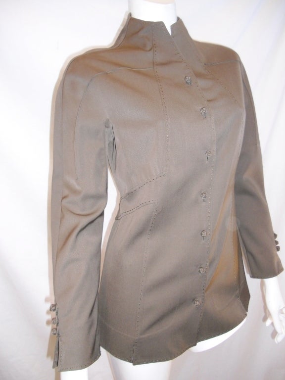 Chado Ralph Rucci  Brown Wool shirt  Jacket 1