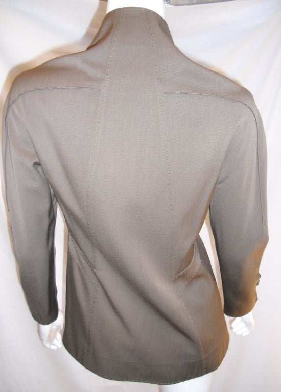 Chado Ralph Rucci  Brown Wool shirt  Jacket 4