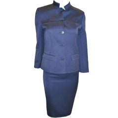 Chado Ralph Rucci Blue Top Stitch  Spring skirt Suit