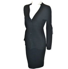 Chado Ralph Rucci Wool Crepe black and Ivory  skirt suit