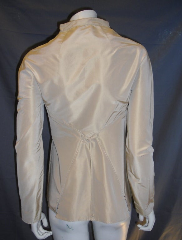 Chado Ralph Rucci Tan Silk Blouse  Top Jacket For Sale 1
