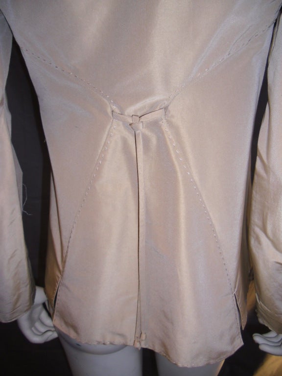 Chado Ralph Rucci Tan Silk Blouse  Top Jacket For Sale 2