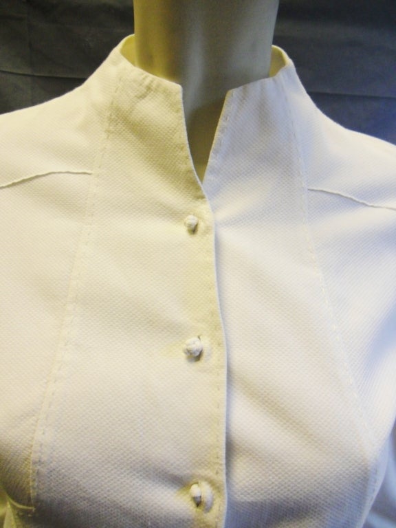 Chado Ralph Rucci White Cotton Pique shirt 2