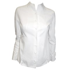 Chado Ralph Rucci White Cotton Pique shirt