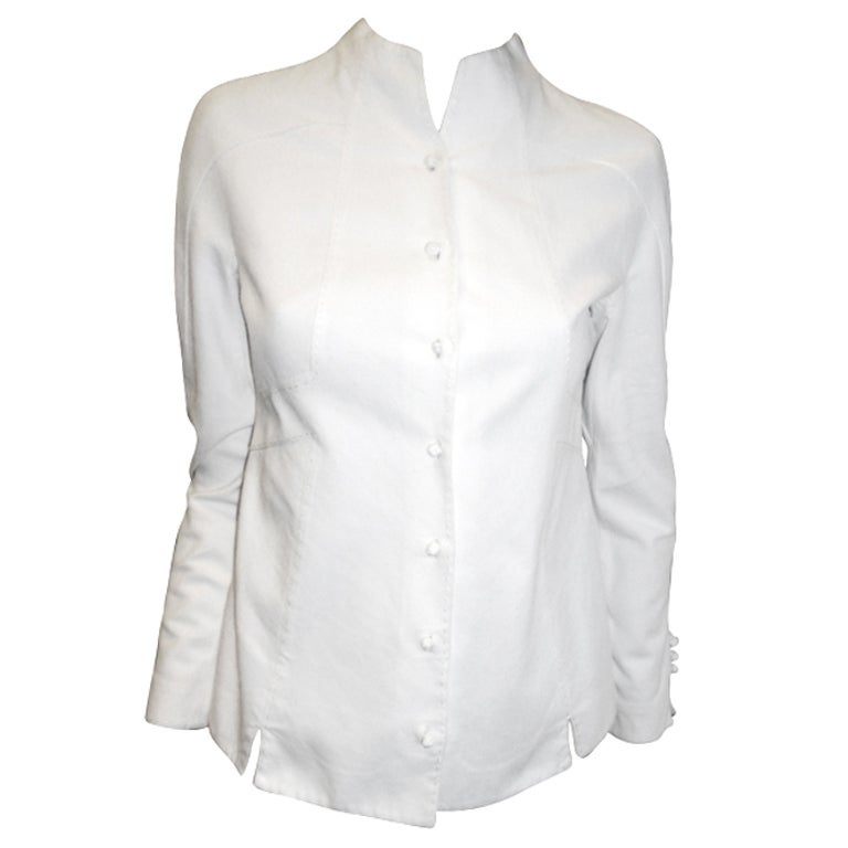 Chado Ralph Rucci White Cotton Pique shirt