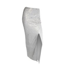 Ralph Rucci Long Beaded Sexy silver skirt