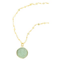 Aventurine Italian Ippolito Medal and Necklace