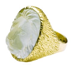 Aquamarine Lion Head Ring