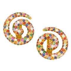 Beautiful Sapphire Spiral Earrings