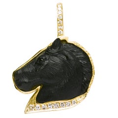 Onyx and Diamond Horse Head Pendant