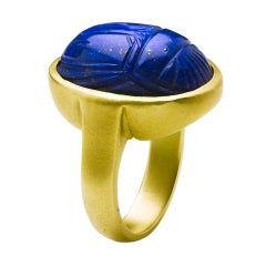 Lapis Lazuli Scarab Gold Ring