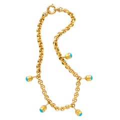 Gold & Turquoise Cabochon Necklace