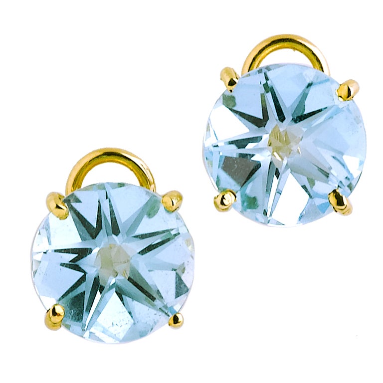 Star Cut Topaz Gold Earrings For Sale