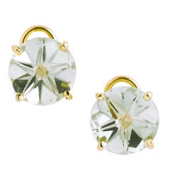 Star Cut Green Quartz Earrings