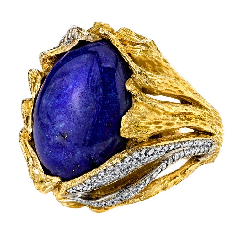 Lapis Egg Ring For Sale at 1stdibs