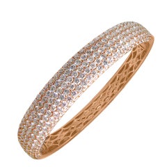 Rose Gold 18 Karat Bangle with Pave Diamonds