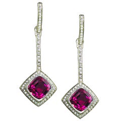 Fabulous Custom Cut Rubellite 
Diamond Earrings by Howard Fine Jewellers