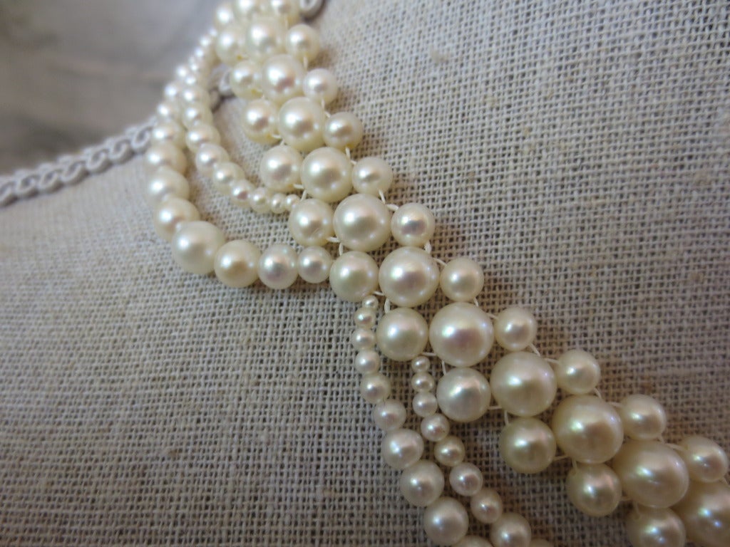 Art Nouveau Draping Sapphire & Pearl Necklace