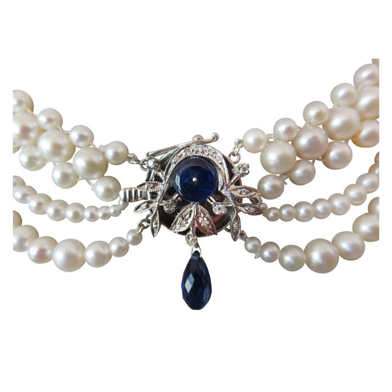 Draping Sapphire & Pearl Necklace