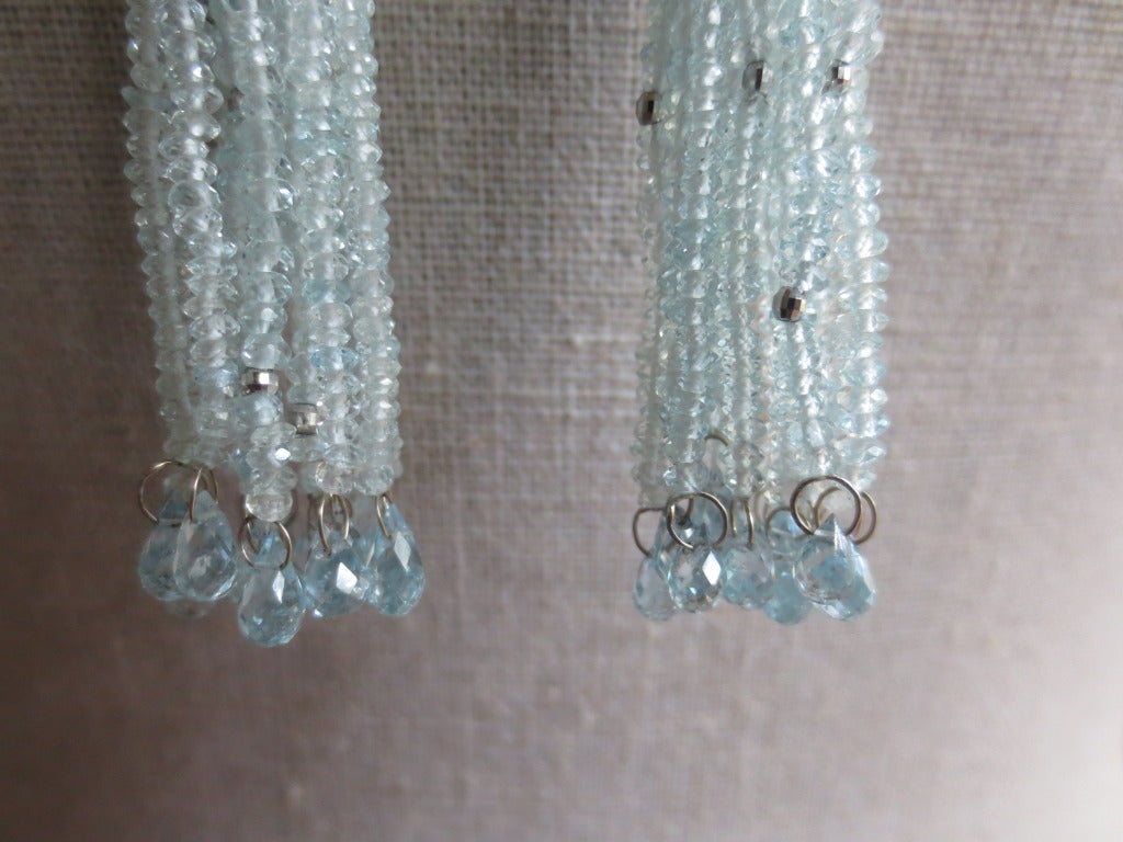 Aquamarine Icicle Tassel Earrings