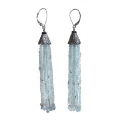 Aquamarine Icicle Tassel Earrings