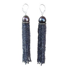 Iolite & Black Pearl Earrings