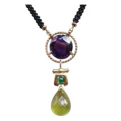 Stunning Citrine Amethyst Emerald Necklace