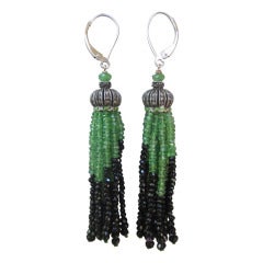 Onyx Tsavorite Tassel Earrings 1