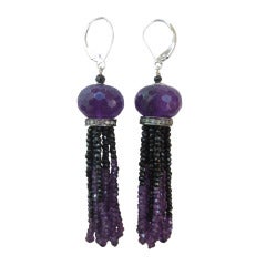 Amethyst Onyx Tassel Earrings