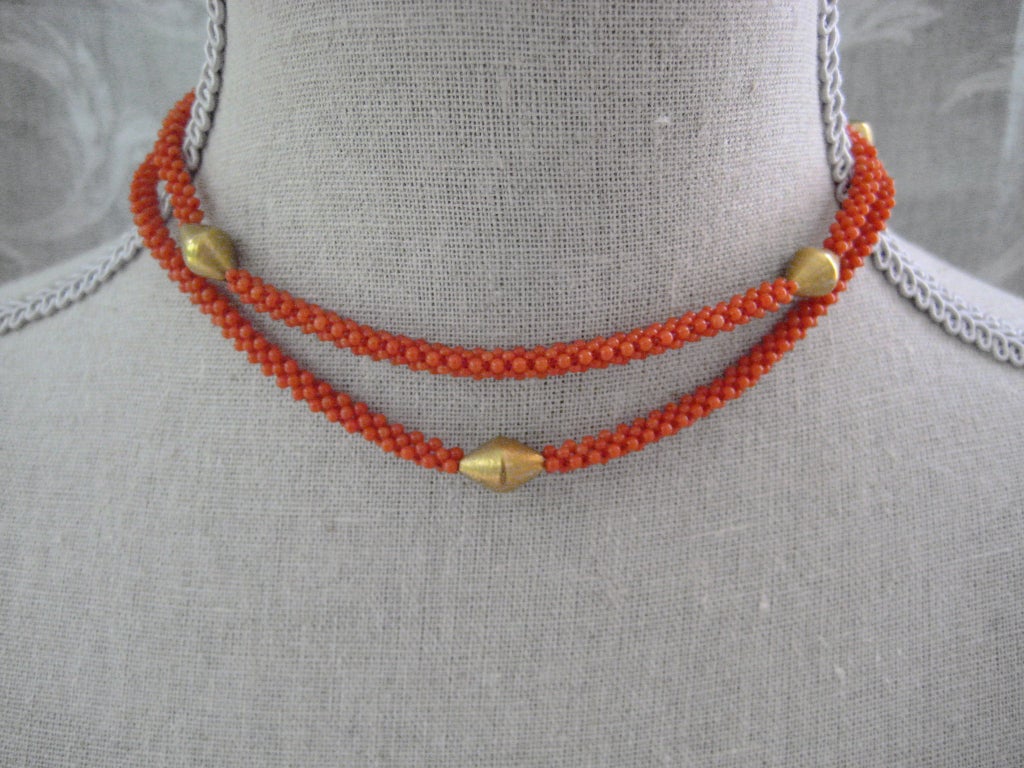 Coral Tassel Necklace 1