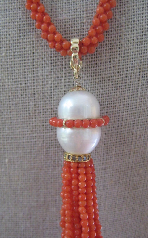 Coral Tassel Necklace 3