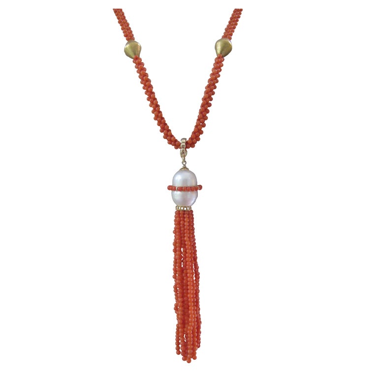 Coral Tassel Necklace