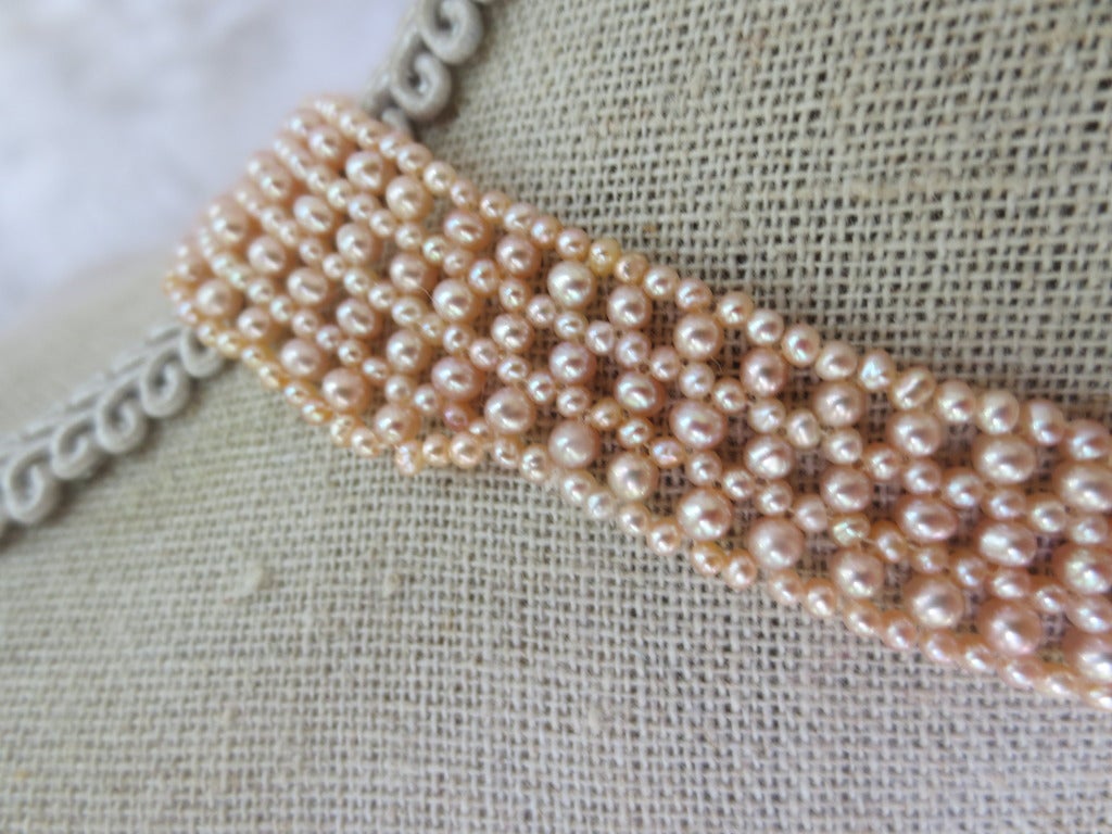 Marina J. Woven Pink Pearl Multi-Strand Necklace with 14K Yellow Gold Clasp In New Condition In Los Angeles, CA