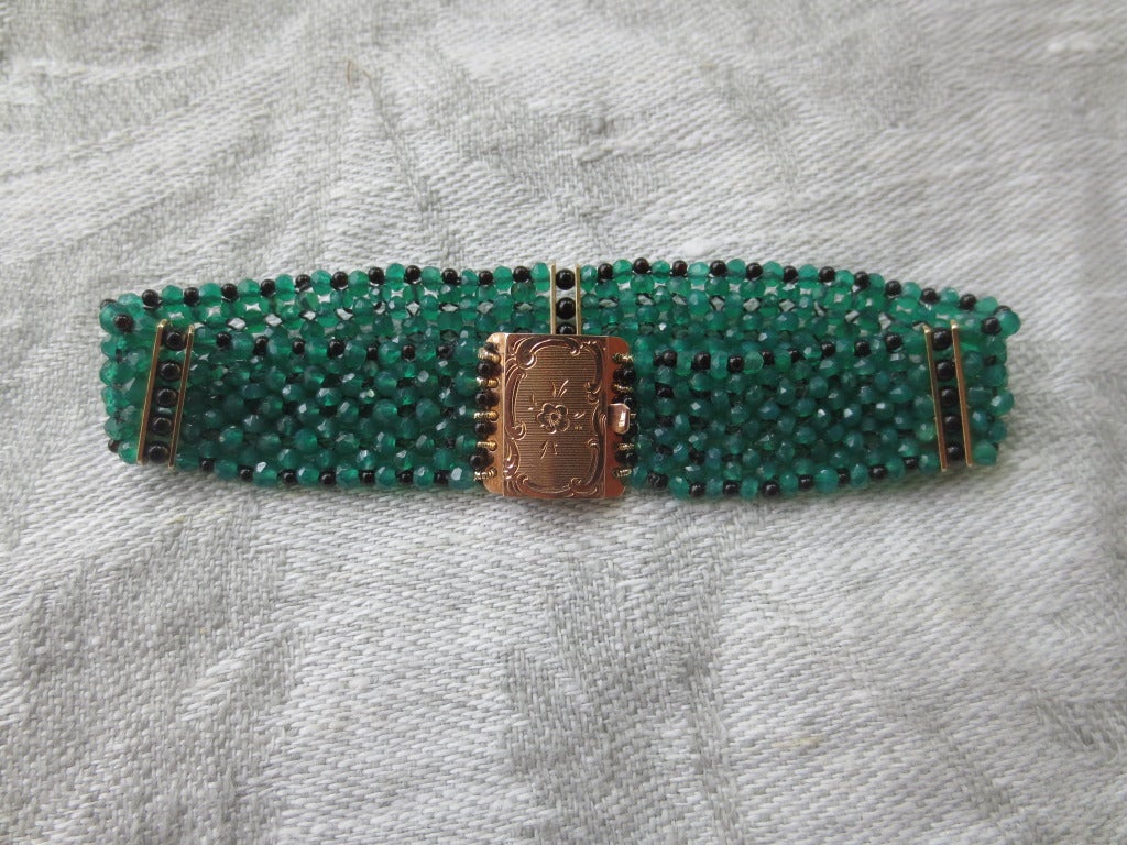 Green Onyx Woven Bracelet