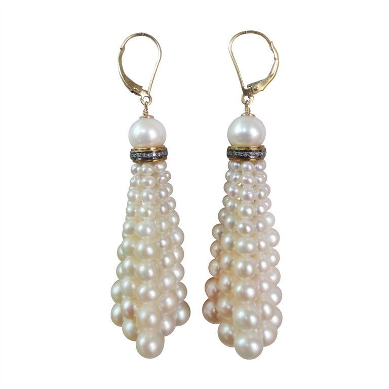 Pearl Tassel Earrings at 1stdibs