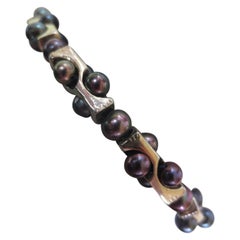 Marina J. Unisex  Infinity  Bracelet with Black Pearls & 14K White Gold 