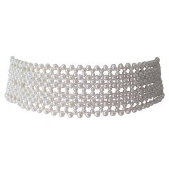 Elegant Woven Pearl Dog Collar Choker